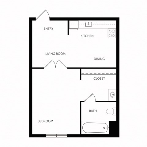 Studio Domain Apartments in Austin, Texas S1 Floor Plan
